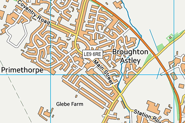 LE9 6RE map - OS VectorMap District (Ordnance Survey)