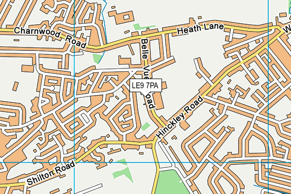 LE9 7PA map - OS VectorMap District (Ordnance Survey)