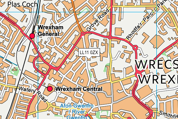 LL11 0ZX map - OS VectorMap District (Ordnance Survey) LL11 0ZX map - OS VectorMap District (Ordnance Survey)
