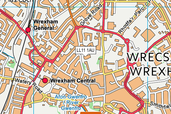 LL11 1AU map - OS VectorMap District (Ordnance Survey) LL11 1AU map - OS VectorMap District (Ordnance Survey)