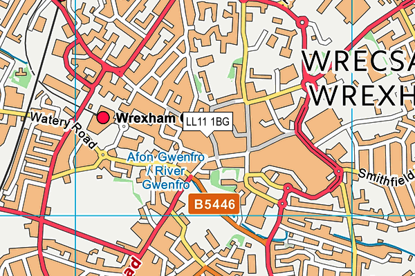 LL11 1BG map - OS VectorMap District (Ordnance Survey) LL11 1BG map - OS VectorMap District (Ordnance Survey)