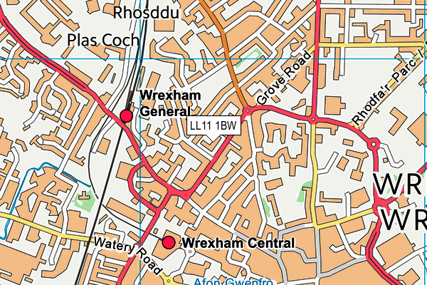 LL11 1BW map - OS VectorMap District (Ordnance Survey) LL11 1BW map - OS VectorMap District (Ordnance Survey)