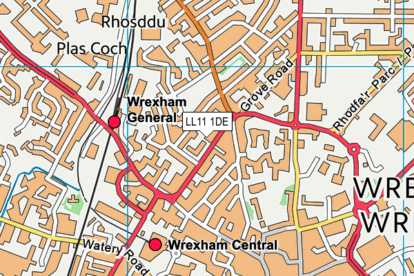 LL11 1DE map - OS VectorMap District (Ordnance Survey) LL11 1DE map - OS VectorMap District (Ordnance Survey)