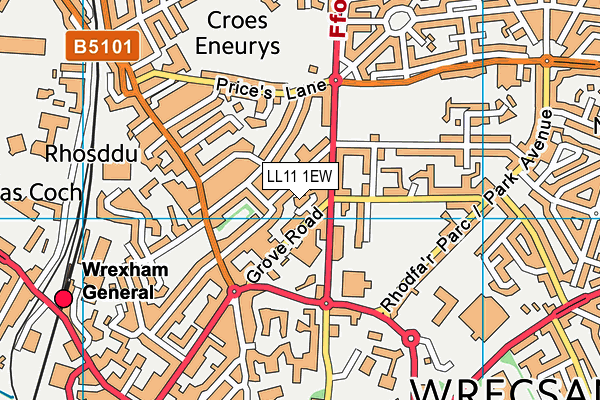 LL11 1EW map - OS VectorMap District (Ordnance Survey) LL11 1EW map - OS VectorMap District (Ordnance Survey)