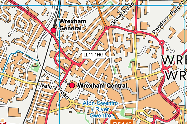 LL11 1HG map - OS VectorMap District (Ordnance Survey) LL11 1HG map - OS VectorMap District (Ordnance Survey)