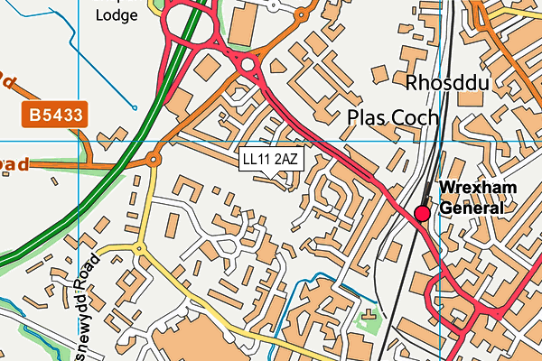 LL11 2AZ map - OS VectorMap District (Ordnance Survey) LL11 2AZ map - OS VectorMap District (Ordnance Survey)