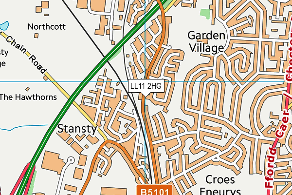 LL11 2HG map - OS VectorMap District (Ordnance Survey) LL11 2HG map - OS VectorMap District (Ordnance Survey)