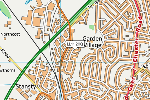 LL11 2HQ map - OS VectorMap District (Ordnance Survey) LL11 2HQ map - OS VectorMap District (Ordnance Survey)