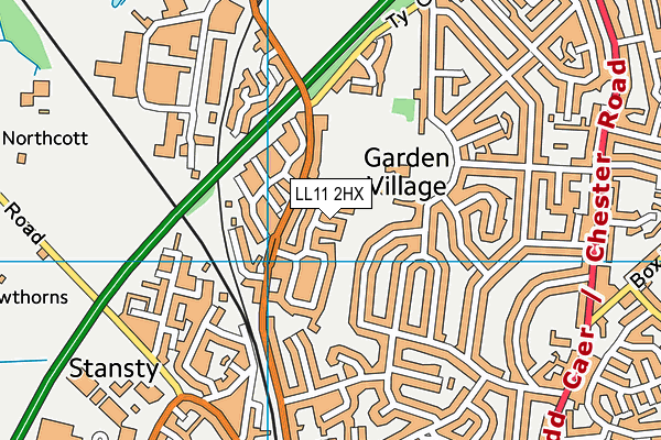 LL11 2HX map - OS VectorMap District (Ordnance Survey) LL11 2HX map - OS VectorMap District (Ordnance Survey)