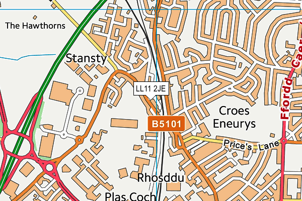 LL11 2JE map - OS VectorMap District (Ordnance Survey)