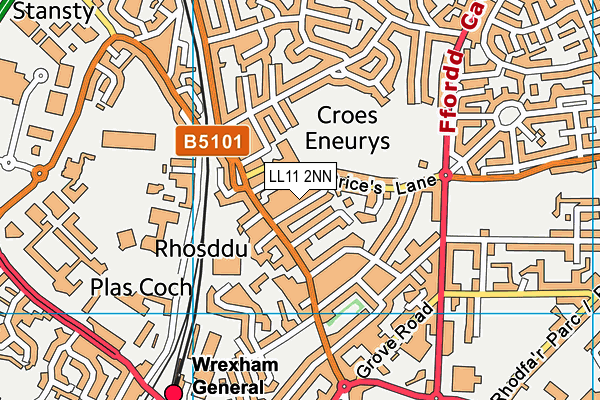 LL11 2NN map - OS VectorMap District (Ordnance Survey) LL11 2NN map - OS VectorMap District (Ordnance Survey)