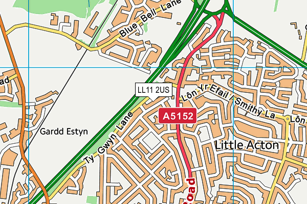 LL11 2US map - OS VectorMap District (Ordnance Survey) LL11 2US map - OS VectorMap District (Ordnance Survey)