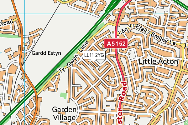 LL11 2YG map - OS VectorMap District (Ordnance Survey) LL11 2YG map - OS VectorMap District (Ordnance Survey)