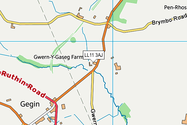 LL11 3AJ map - OS VectorMap District (Ordnance Survey) LL11 3AJ map - OS VectorMap District (Ordnance Survey)