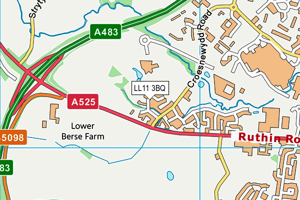 LL11 3BQ map - OS VectorMap District (Ordnance Survey) LL11 3BQ map - OS VectorMap District (Ordnance Survey)