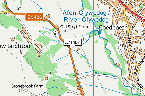 LL11 3DY map - OS VectorMap District (Ordnance Survey) LL11 3DY map - OS VectorMap District (Ordnance Survey)