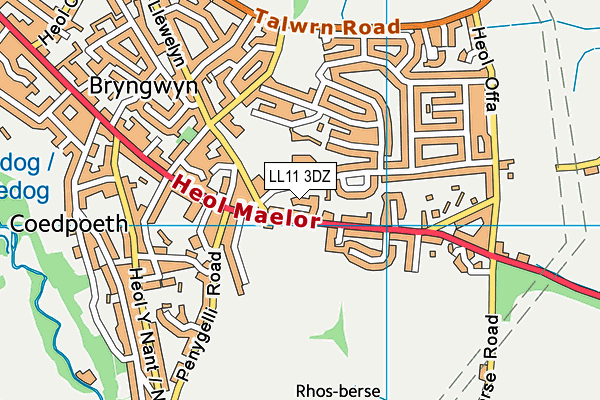 LL11 3DZ map - OS VectorMap District (Ordnance Survey) LL11 3DZ map - OS VectorMap District (Ordnance Survey)