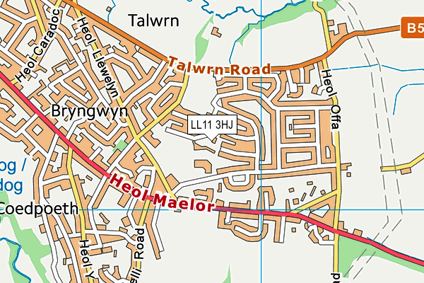 LL11 3HJ map - OS VectorMap District (Ordnance Survey) LL11 3HJ map - OS VectorMap District (Ordnance Survey)