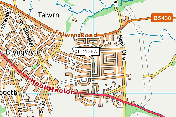 LL11 3HW map - OS VectorMap District (Ordnance Survey) LL11 3HW map - OS VectorMap District (Ordnance Survey)