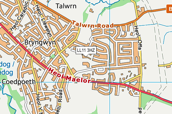 LL11 3HZ map - OS VectorMap District (Ordnance Survey) LL11 3HZ map - OS VectorMap District (Ordnance Survey)