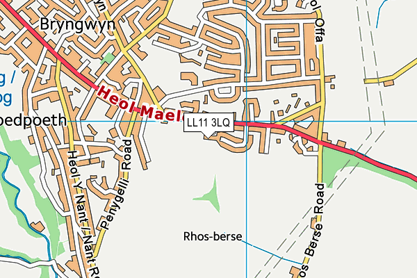 LL11 3LQ map - OS VectorMap District (Ordnance Survey) LL11 3LQ map - OS VectorMap District (Ordnance Survey)