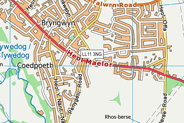 LL11 3NG map - OS VectorMap District (Ordnance Survey) LL11 3NG map - OS VectorMap District (Ordnance Survey)