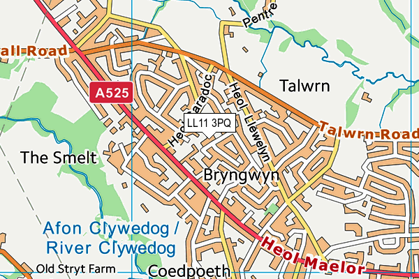 LL11 3PQ map - OS VectorMap District (Ordnance Survey)
