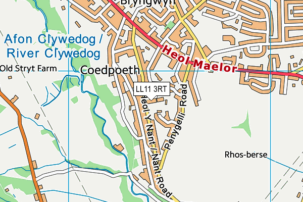 LL11 3RT map - OS VectorMap District (Ordnance Survey) LL11 3RT map - OS VectorMap District (Ordnance Survey)