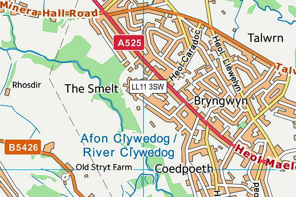 LL11 3SW map - OS VectorMap District (Ordnance Survey)
