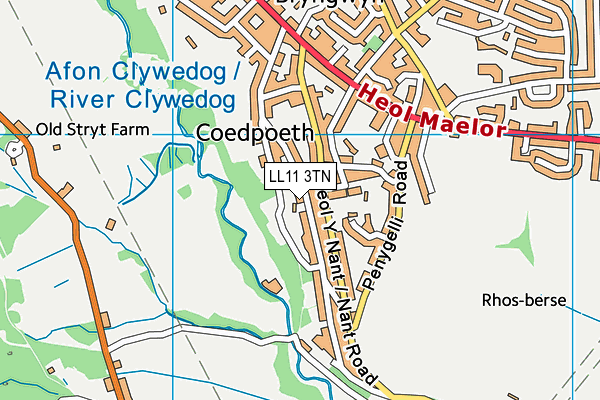 LL11 3TN map - OS VectorMap District (Ordnance Survey)