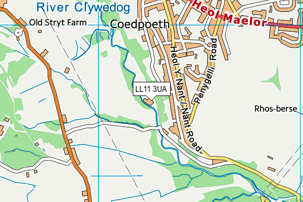 LL11 3UA map - OS VectorMap District (Ordnance Survey) LL11 3UA map - OS VectorMap District (Ordnance Survey)