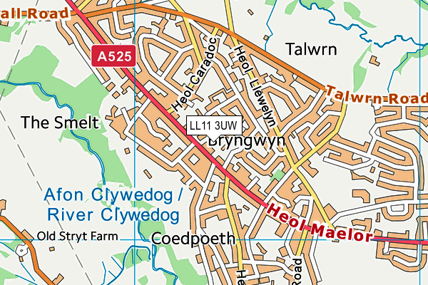 LL11 3UW map - OS VectorMap District (Ordnance Survey) LL11 3UW map - OS VectorMap District (Ordnance Survey)