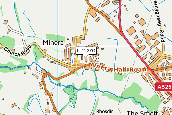 LL11 3YG map - OS VectorMap District (Ordnance Survey) LL11 3YG map - OS VectorMap District (Ordnance Survey)