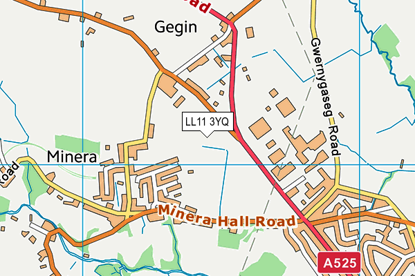 LL11 3YQ map - OS VectorMap District (Ordnance Survey) LL11 3YQ map - OS VectorMap District (Ordnance Survey)