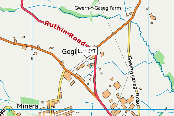 LL11 3YT map - OS VectorMap District (Ordnance Survey) LL11 3YT map - OS VectorMap District (Ordnance Survey)