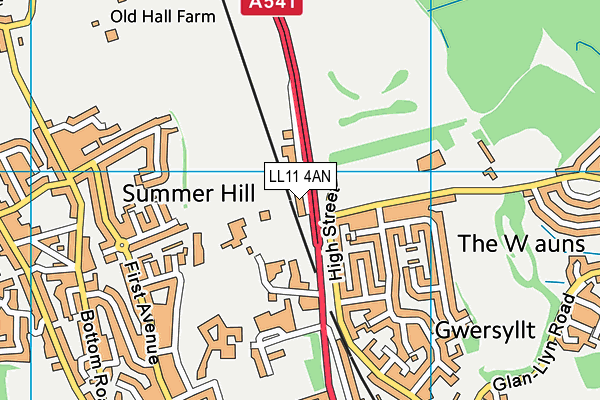 LL11 4AN map - OS VectorMap District (Ordnance Survey) LL11 4AN map - OS VectorMap District (Ordnance Survey)
