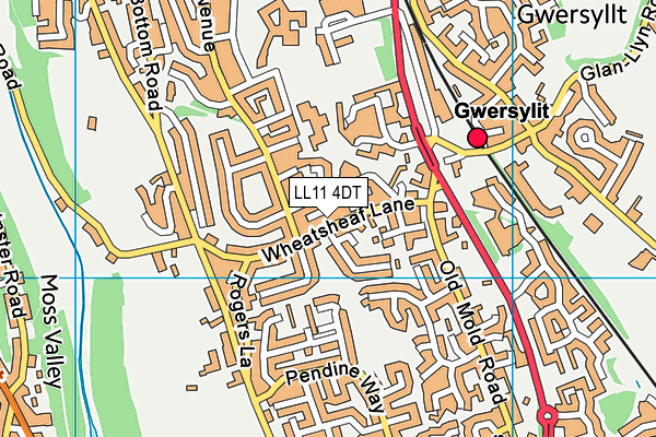LL11 4DT map - OS VectorMap District (Ordnance Survey) LL11 4DT map - OS VectorMap District (Ordnance Survey)