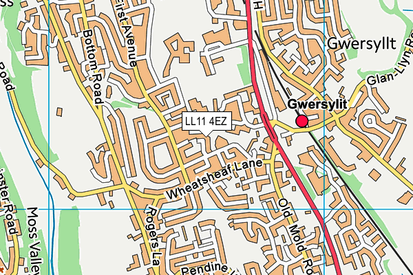 LL11 4EZ map - OS VectorMap District (Ordnance Survey) LL11 4EZ map - OS VectorMap District (Ordnance Survey)