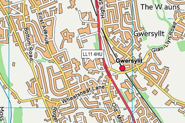 LL11 4HU map - OS VectorMap District (Ordnance Survey) LL11 4HU map - OS VectorMap District (Ordnance Survey)