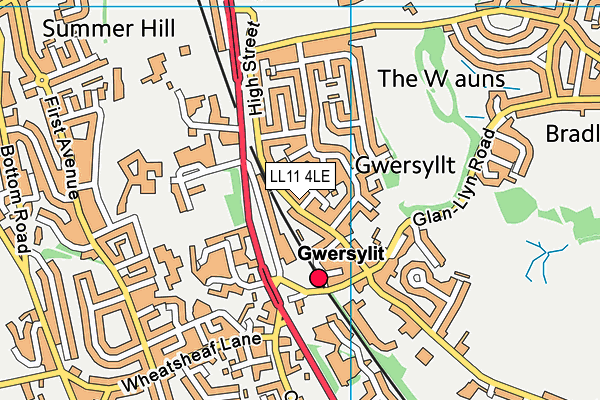 LL11 4LE map - OS VectorMap District (Ordnance Survey) LL11 4LE map - OS VectorMap District (Ordnance Survey)