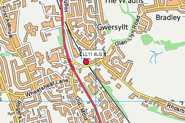 LL11 4LG map - OS VectorMap District (Ordnance Survey) LL11 4LG map - OS VectorMap District (Ordnance Survey)