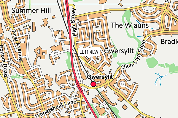 LL11 4LW map - OS VectorMap District (Ordnance Survey) LL11 4LW map - OS VectorMap District (Ordnance Survey)