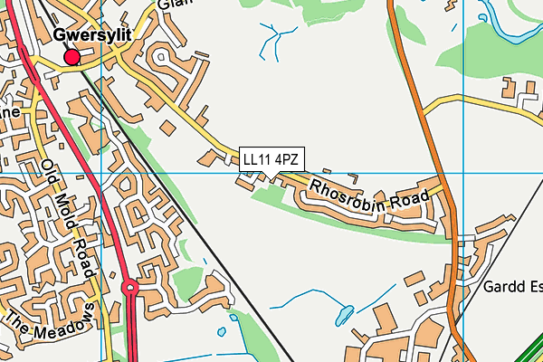 LL11 4PZ map - OS VectorMap District (Ordnance Survey) LL11 4PZ map - OS VectorMap District (Ordnance Survey)