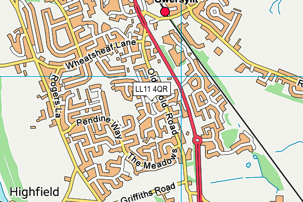 LL11 4QR map - OS VectorMap District (Ordnance Survey) LL11 4QR map - OS VectorMap District (Ordnance Survey)