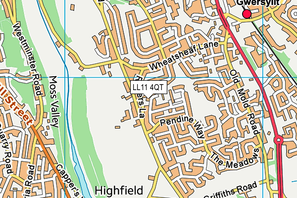 LL11 4QT map - OS VectorMap District (Ordnance Survey) LL11 4QT map - OS VectorMap District (Ordnance Survey)