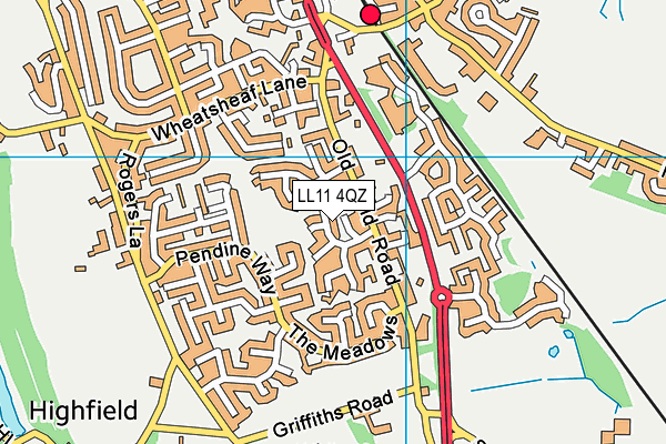 LL11 4QZ map - OS VectorMap District (Ordnance Survey) LL11 4QZ map - OS VectorMap District (Ordnance Survey)