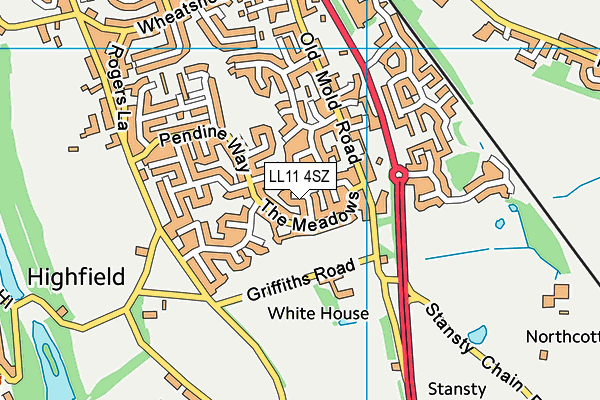 LL11 4SZ map - OS VectorMap District (Ordnance Survey) LL11 4SZ map - OS VectorMap District (Ordnance Survey)