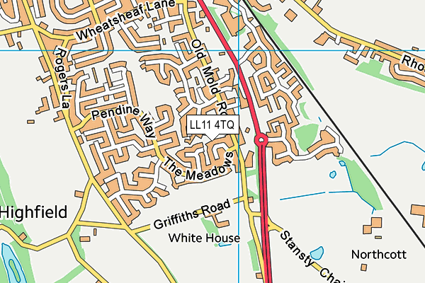 LL11 4TQ map - OS VectorMap District (Ordnance Survey) LL11 4TQ map - OS VectorMap District (Ordnance Survey)