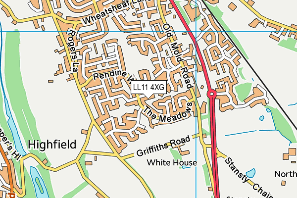 LL11 4XG map - OS VectorMap District (Ordnance Survey) LL11 4XG map - OS VectorMap District (Ordnance Survey)