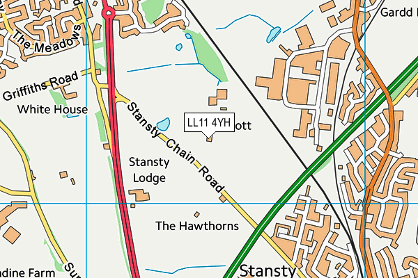 LL11 4YH map - OS VectorMap District (Ordnance Survey) LL11 4YH map - OS VectorMap District (Ordnance Survey)